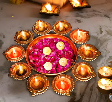 Shubh 10 Diya Thali for Diwali Decorations